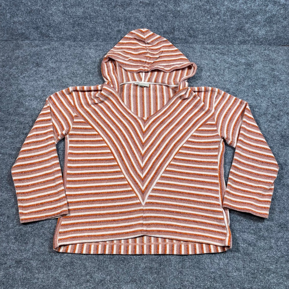 Saturday Sunday Anthropologie Womens Small Orange Striped Chenille Hoodie
